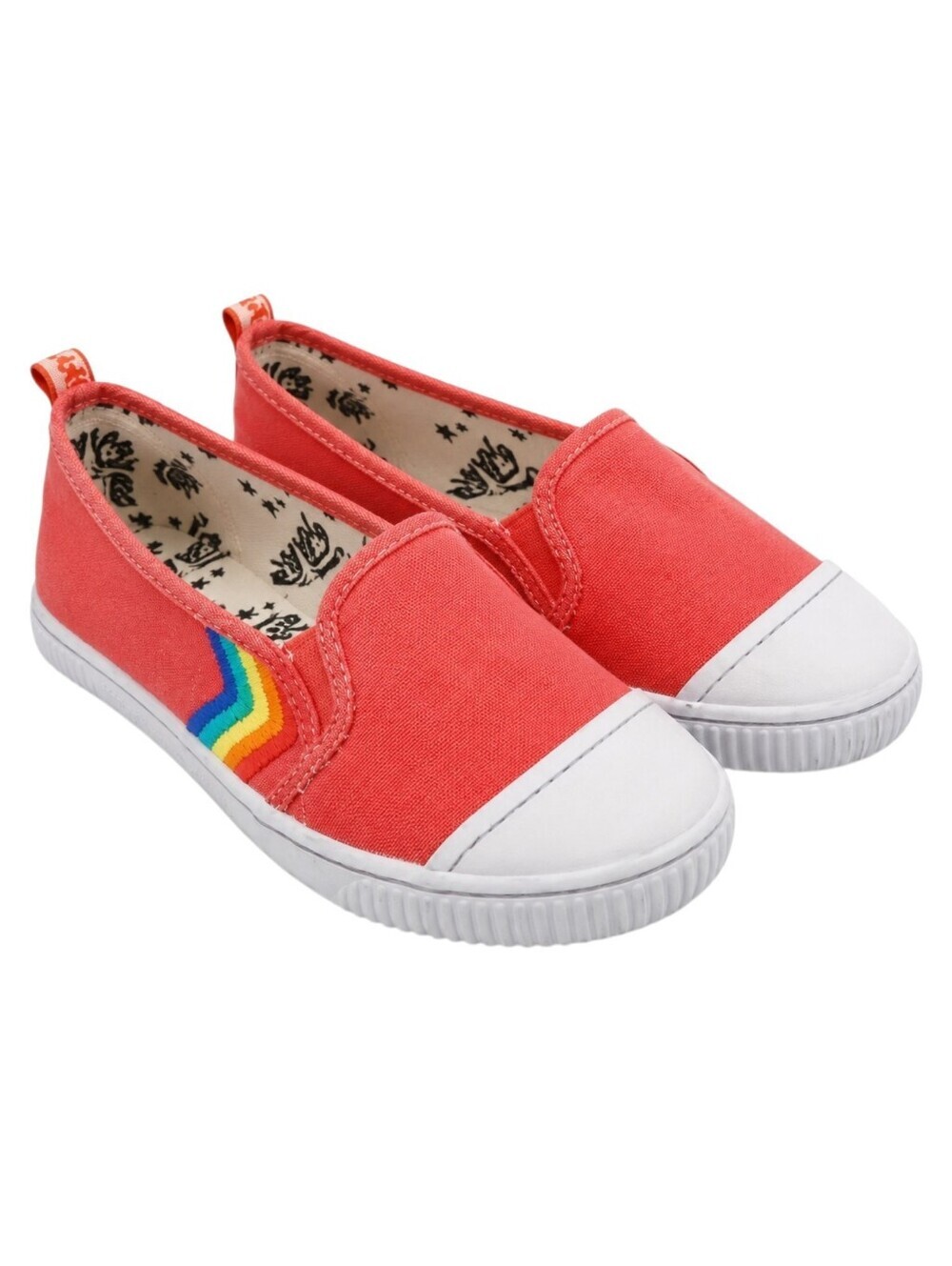 Tigerbear Republik Hendrix Sneakers Women 7.5 Red Rainbow Canvas Slip On
